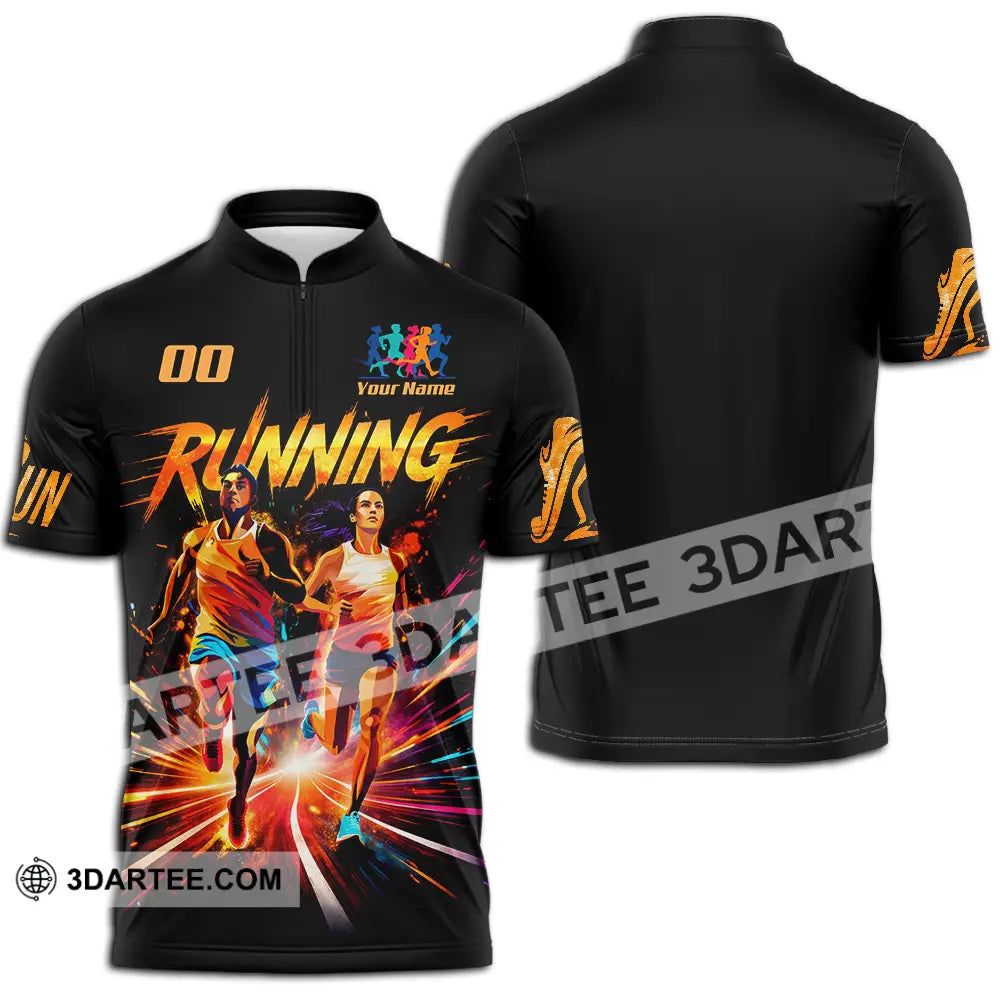 Unisex Shirt - Custom Running 3D Shirt - Zipper Polo Shirt / S - T-shirt