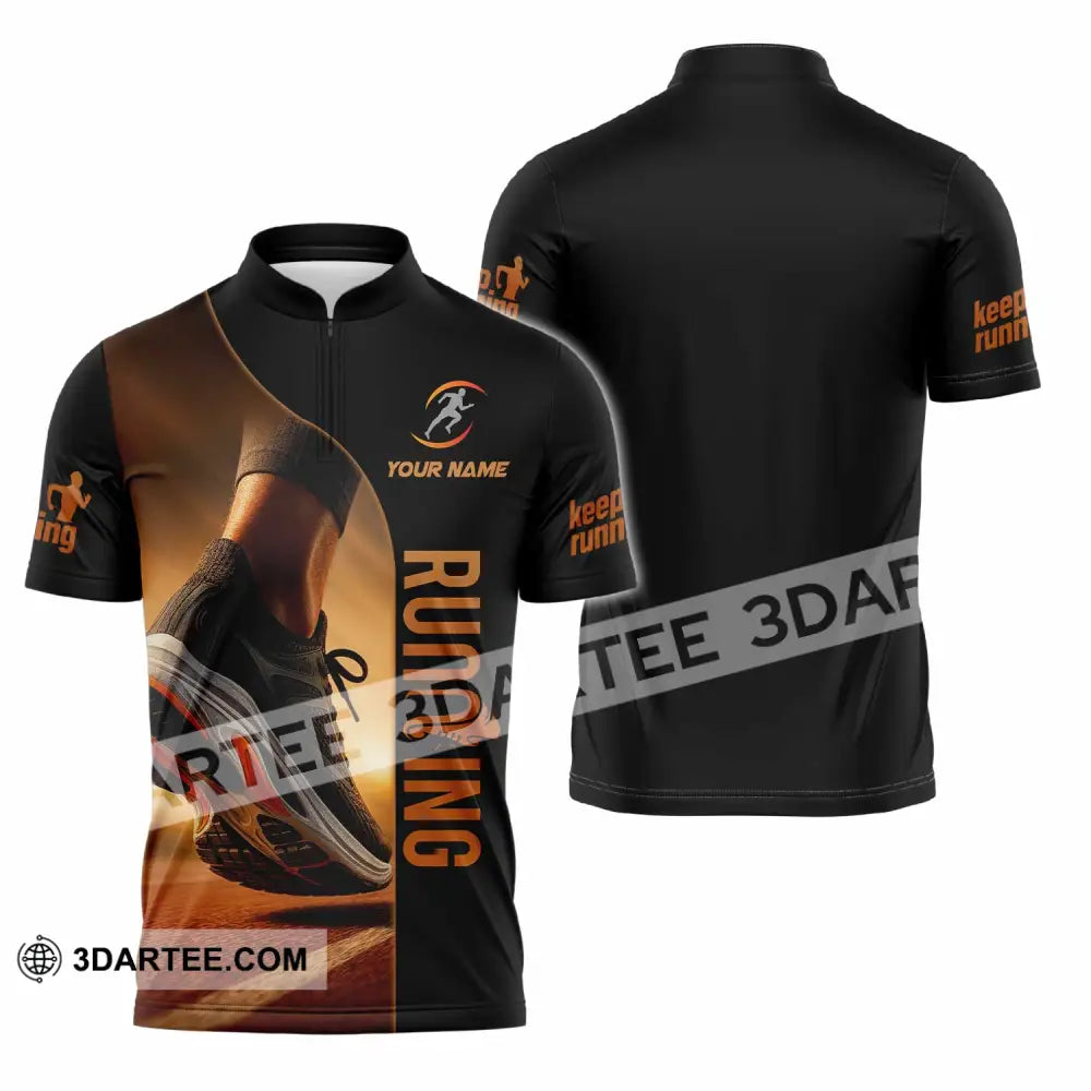 Unisex Shirt - Custom Running 3D Shirt Zipper Polo Shirt / S T-shirt