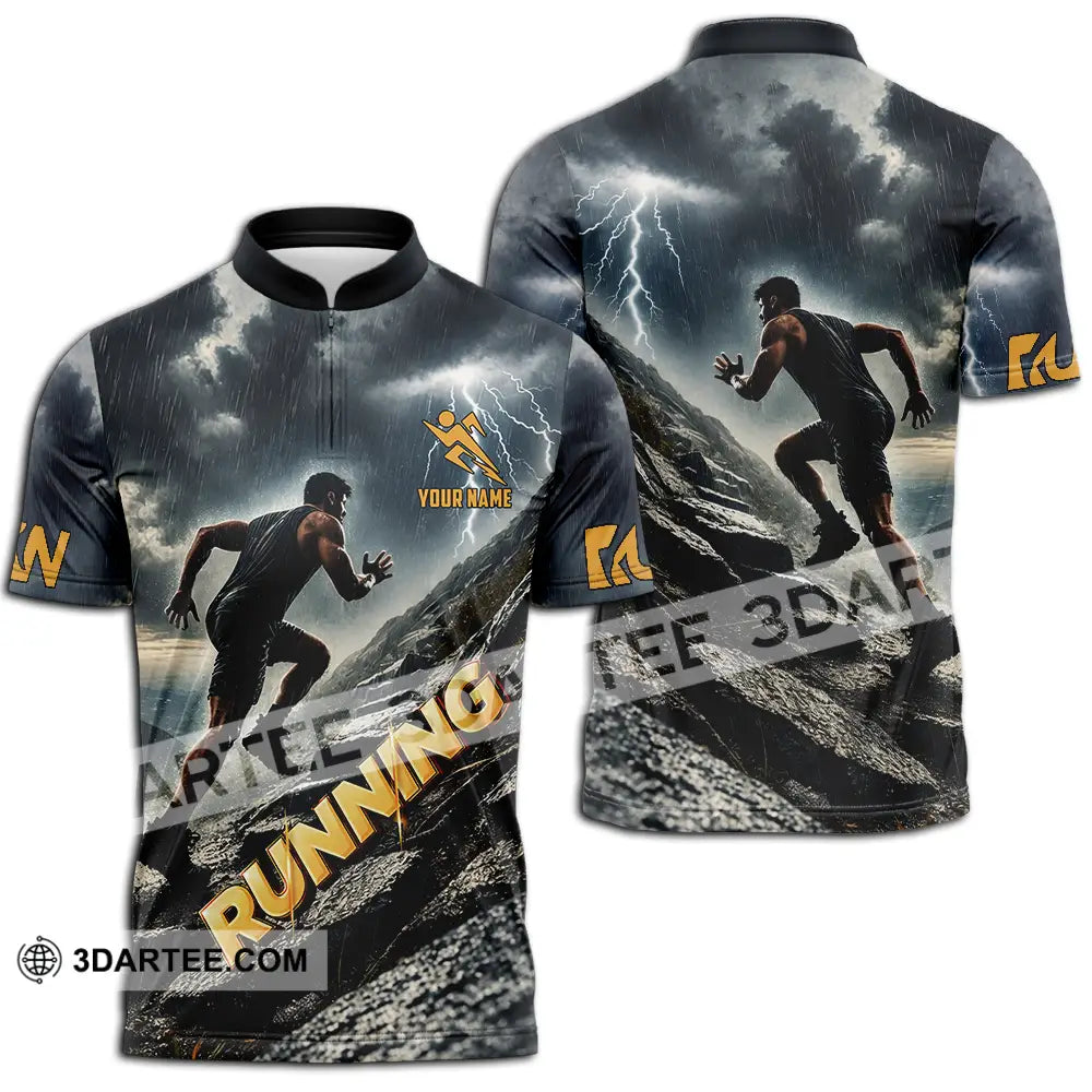 Unisex Shirt - Custom Running 3D Shirt Zipper Polo Shirt / S T-shirt