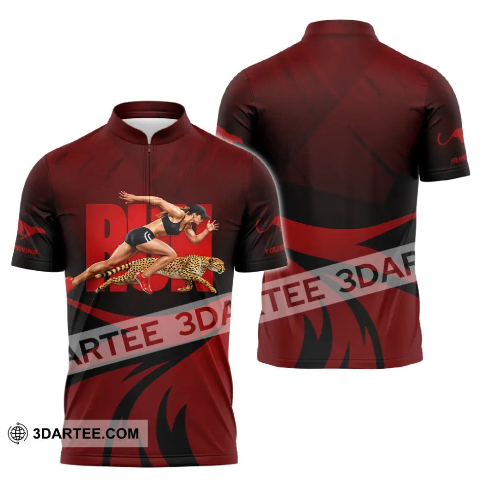 Unisex Shirt - Custom Running 3D Shirt Zipper Polo Shirt / S T-shirt