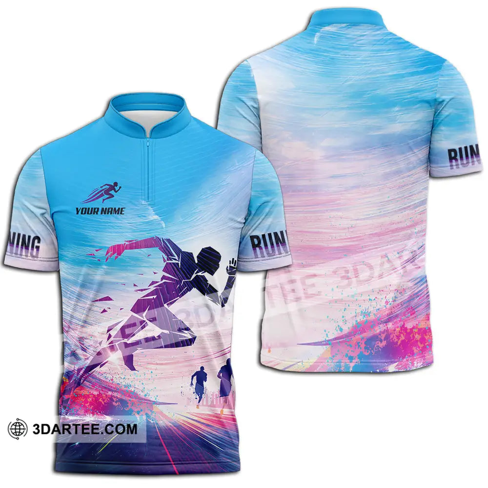 Unisex Shirt - Custom Running 3D Shirt - Zipper Polo Shirt / S - T-shirt