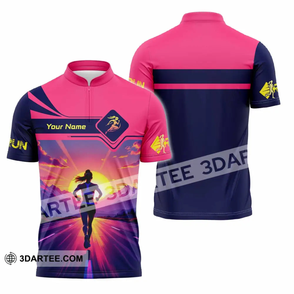 Unisex Shirt - Custom Running 3D Shirt Zipper Polo Shirt / S T-shirt