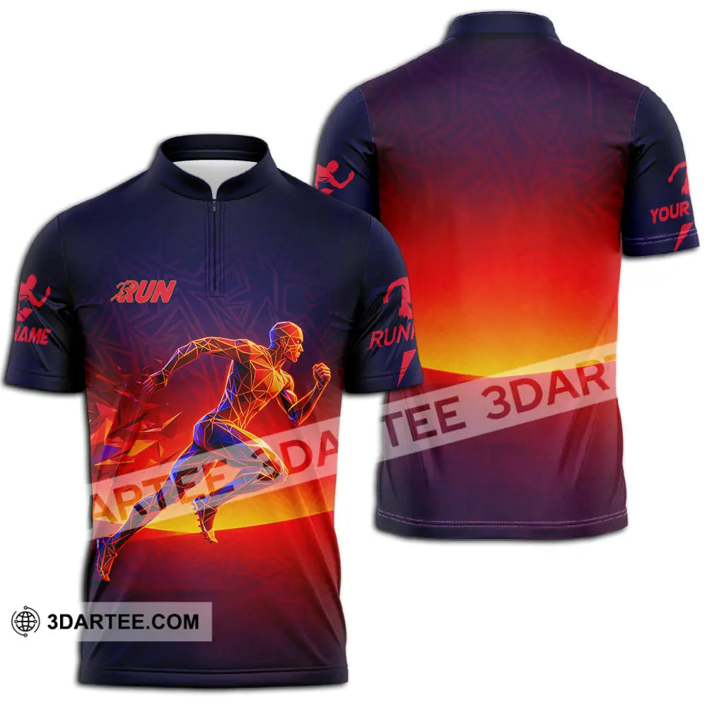Unisex Shirt - Custom Running 3D Shirt Zipper Polo Shirt / S T-shirt