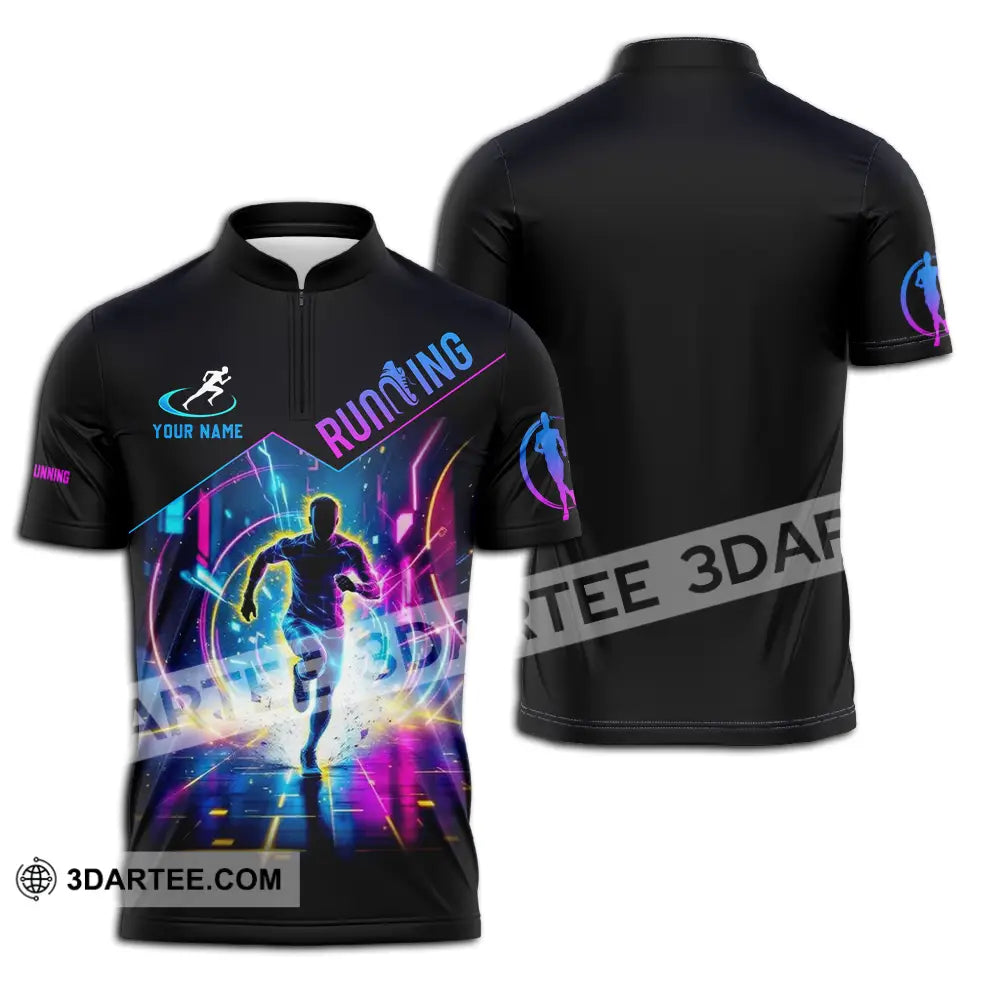 Unisex Shirt - Custom Running 3D Shirt Zipper Polo Shirt / S T-shirt