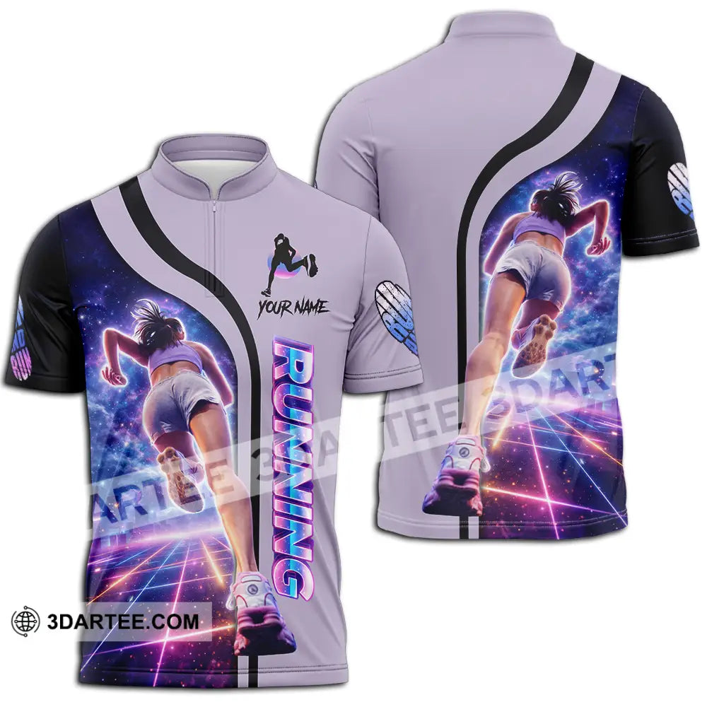 Unisex Shirt - Custom Running 3D Shirt Zipper Polo Shirt / S T-shirt