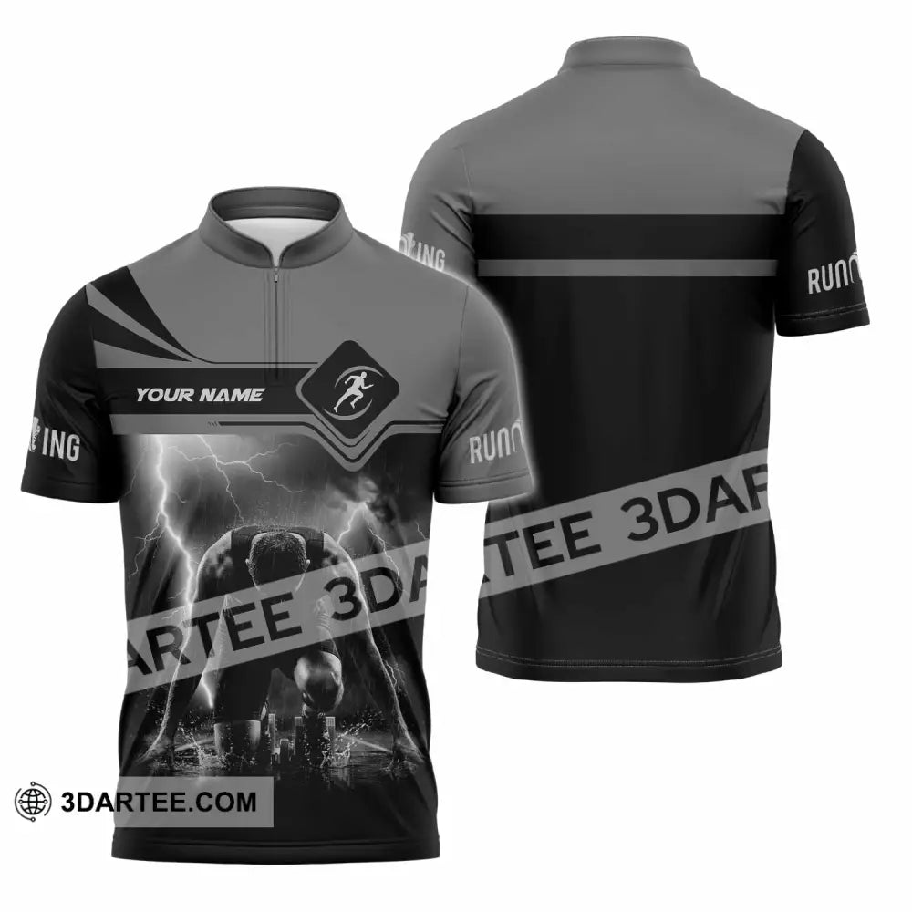 Unisex Shirt - Custom Running 3D Shirt Zipper Polo Shirt / S T-shirt