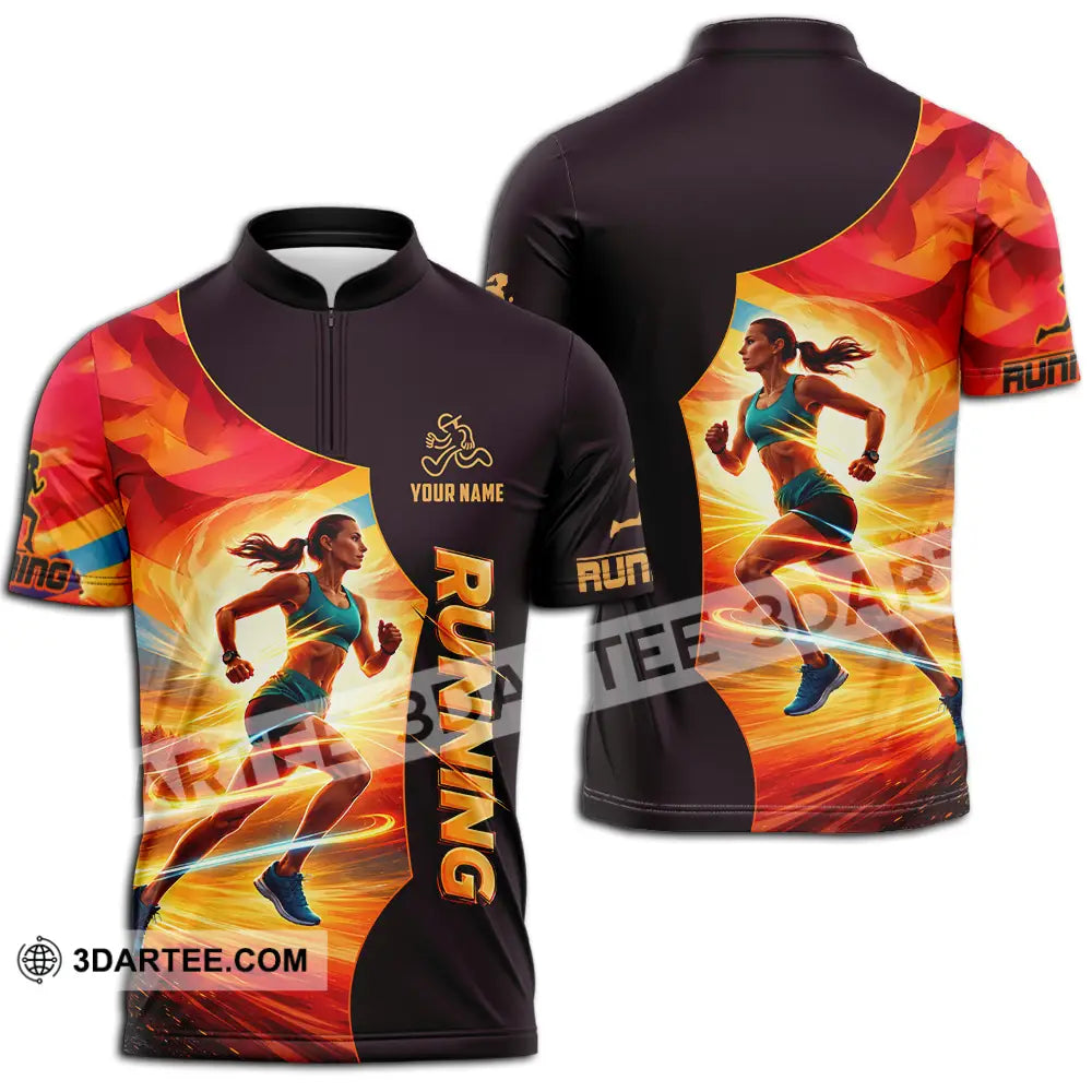 Unisex Shirt - Custom Running 3D Shirt Zipper Polo Shirt / S T-shirt