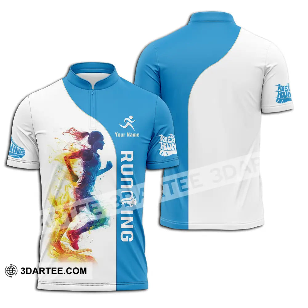 Unisex Shirt - Custom Running 3D Shirt Zipper Polo Shirt / S T-shirt