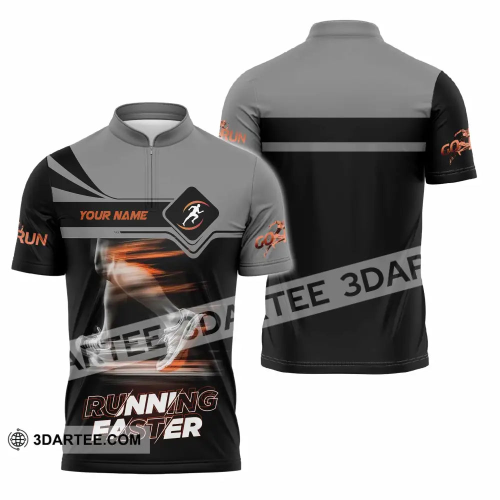 Unisex Shirt - Custom Running Faster 3D Shirt - Zipper Polo Shirt / S - T-shirt