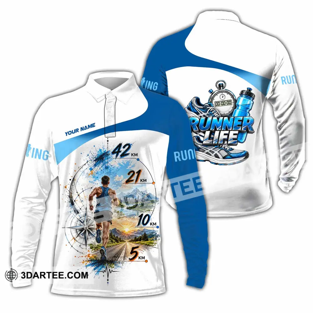 Unisex Shirt - Custom Running Life Shirt - Long Sleeve Polo / S - T-shirt