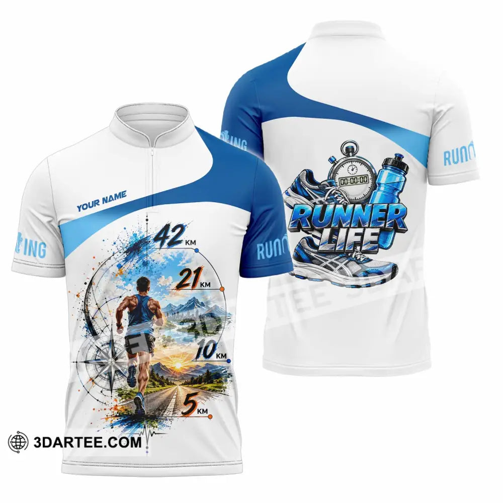 Unisex Shirt - Custom Running Life Shirt - Zipper Polo Shirt / S - T-shirt