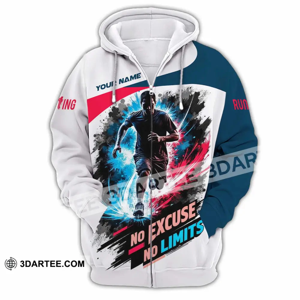 Unisex Shirt - Custom Running No Excuse No Limits Shirt - Zipper Hoodie / S - T-shirt