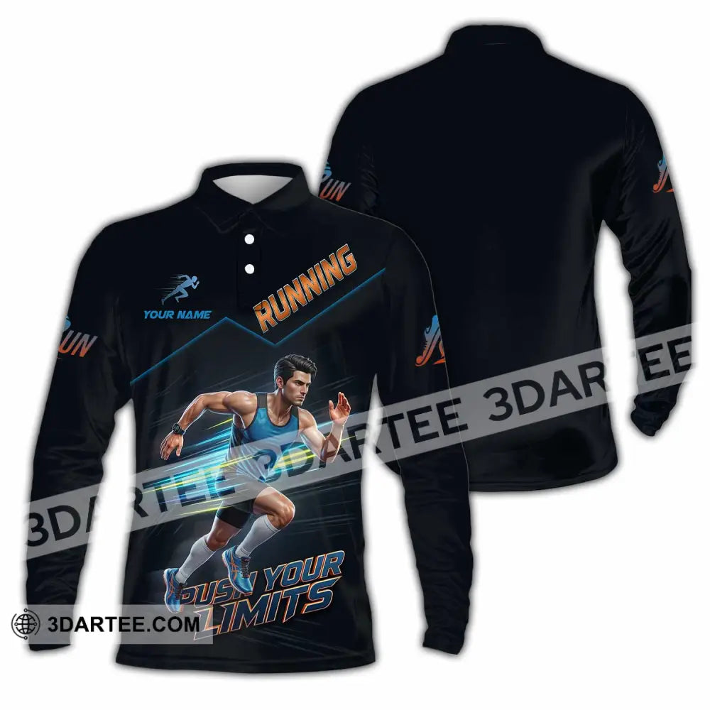 Unisex Shirt - Custom Running Push Your Limits Shirt - Long Sleeve Polo / S - T-shirt