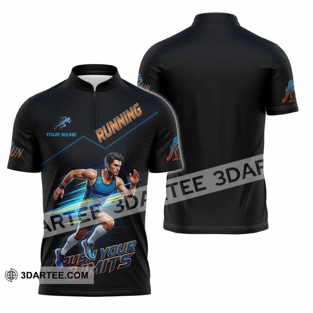 Unisex Shirt - Custom Running Push Your Limits Shirt - Zipper Polo Shirt / S - T-shirt