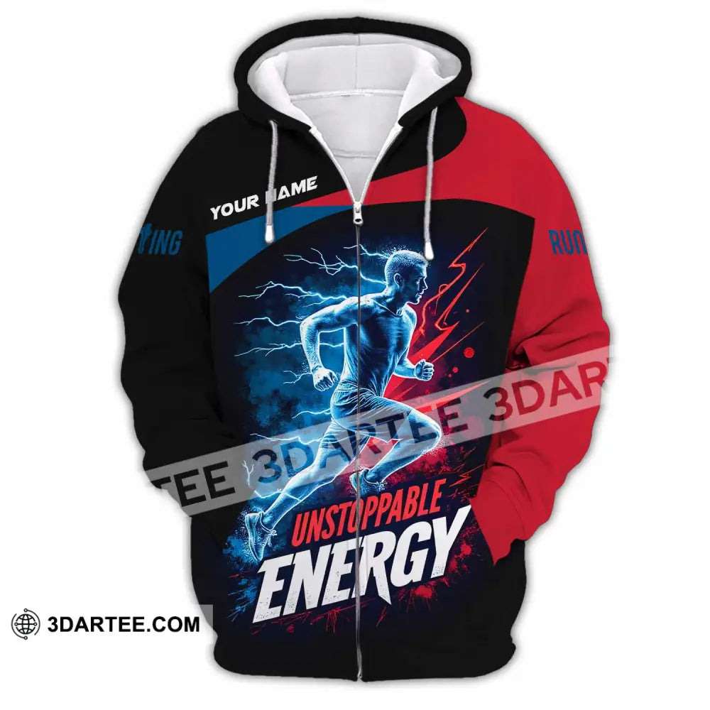 Unisex Shirt - Custom Running Unstoppable Energy Shirt Zipper Hoodie / S T-shirt