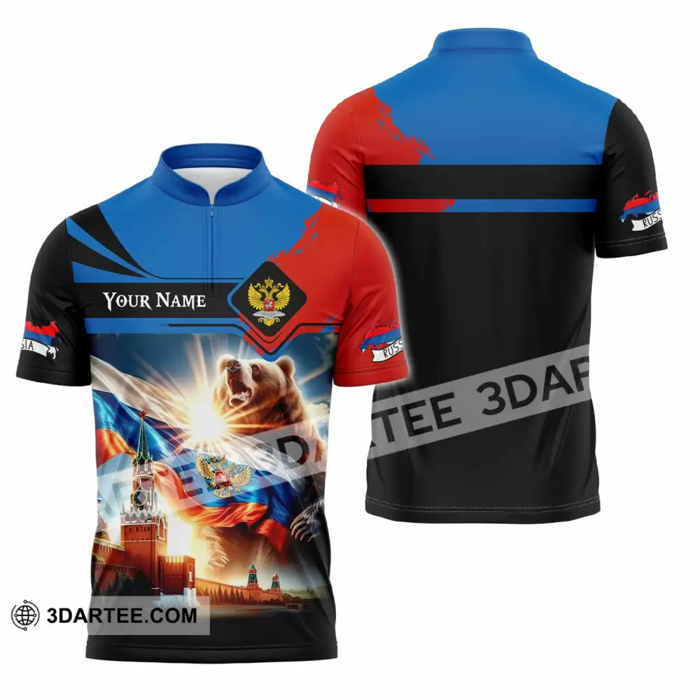 Unisex Shirt - Custom Russia 3D Shirt Zipper Polo Shirt / S T-shirt