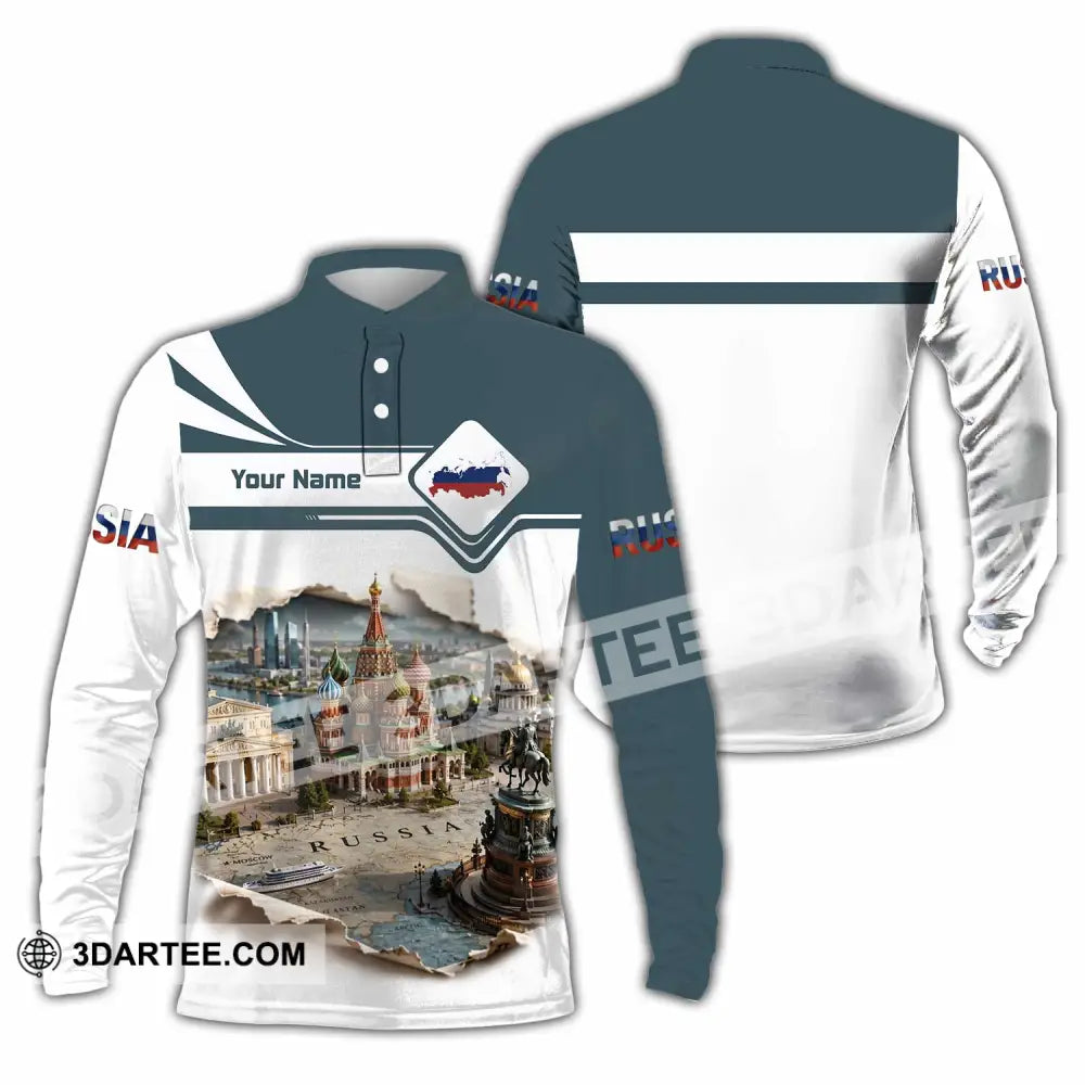 Unisex Shirt - Custom Russia Shirt - Long Sleeve Polo / S - T-shirt