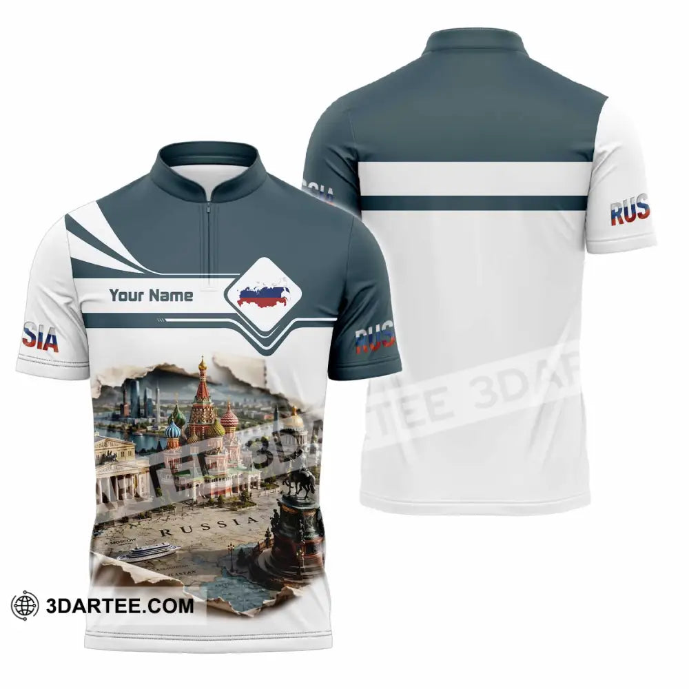 Unisex Shirt - Custom Russia Shirt - Zipper Polo Shirt / S - T-shirt