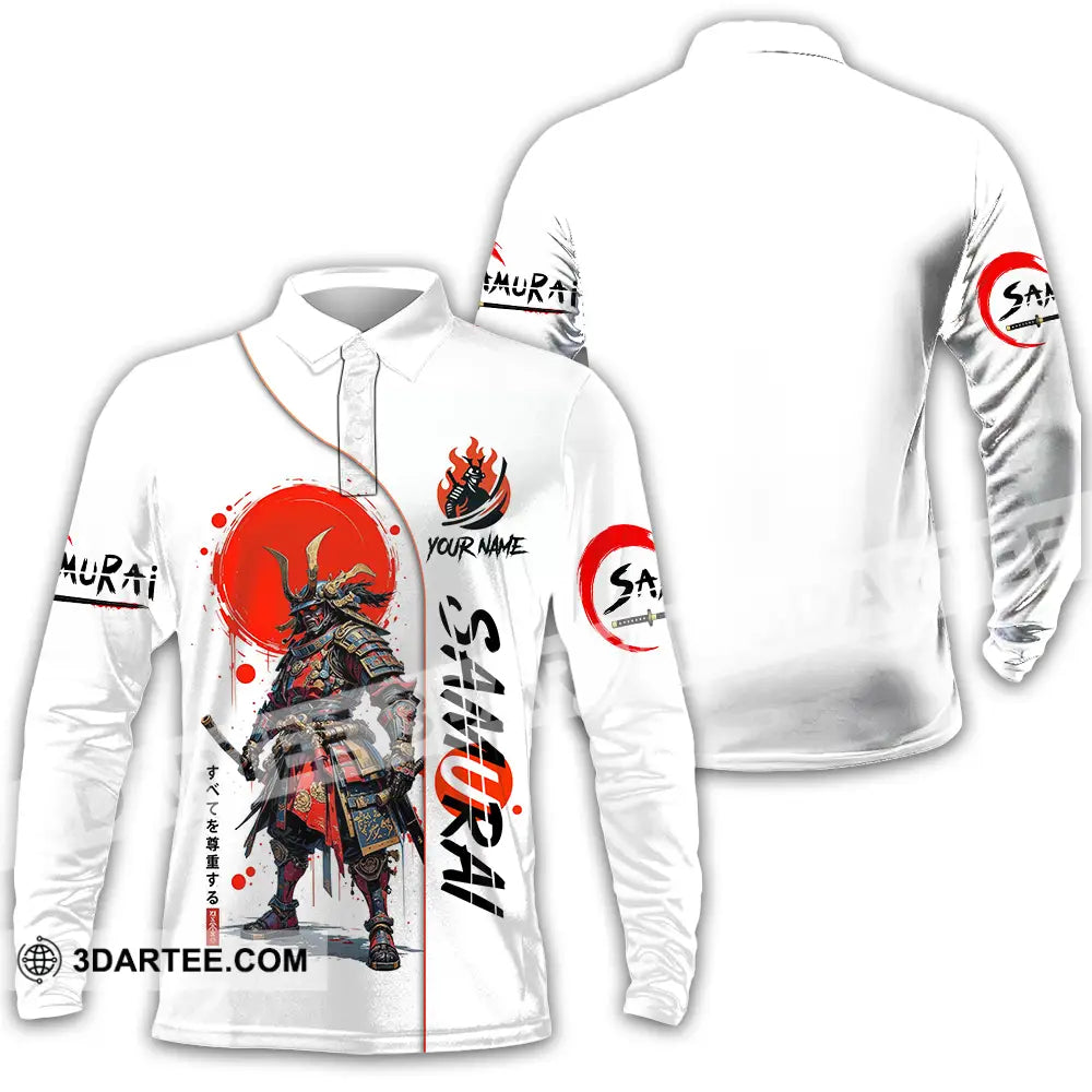 Unisex Shirt - Custom Samurai 3D Shirt Long Sleeve Polo / S T-shirt