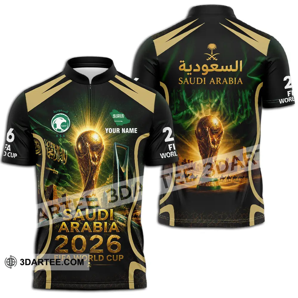 Unisex Shirt - Custom Saudi Arabia World Cup 2026 Shirt - Zipper Polo Shirt / S - T-shirt
