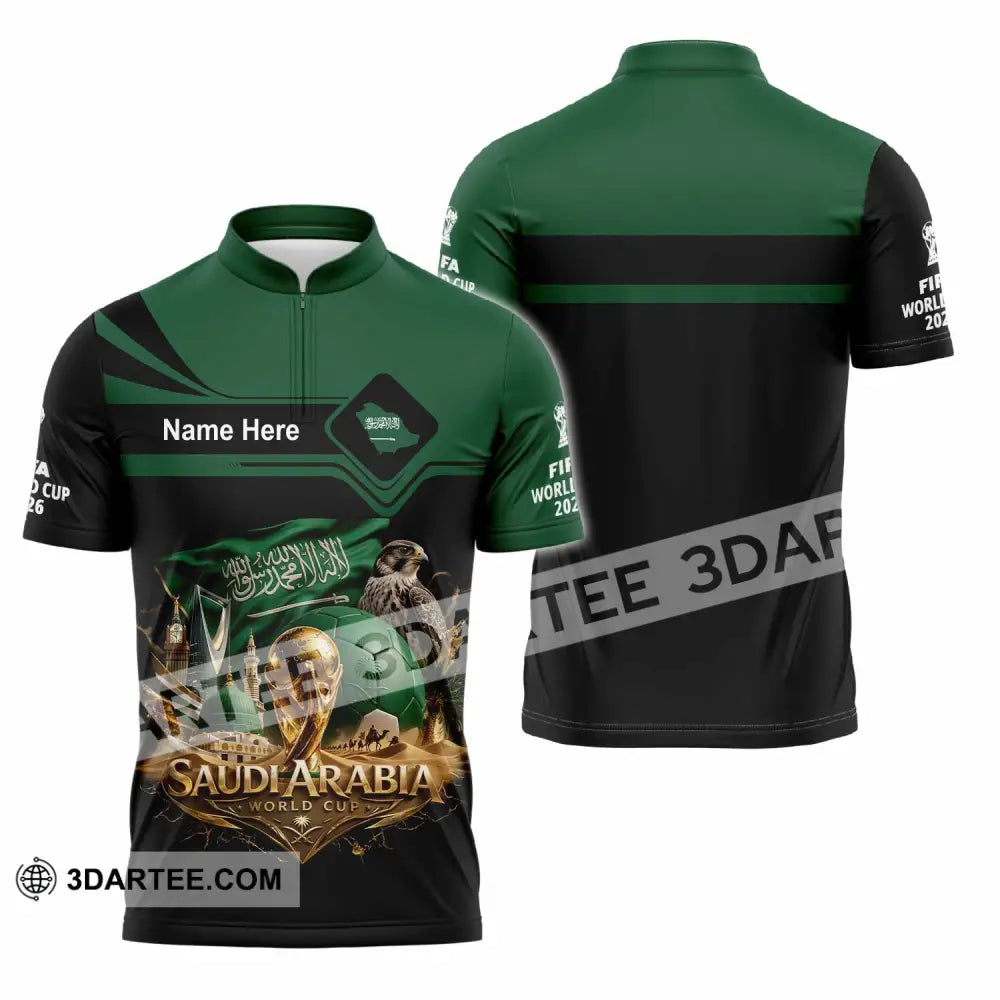 Unisex Shirt - Custom Saudi Arabia World Cup 2026 Shirt - Zipper Polo Shirt / S - T-shirt