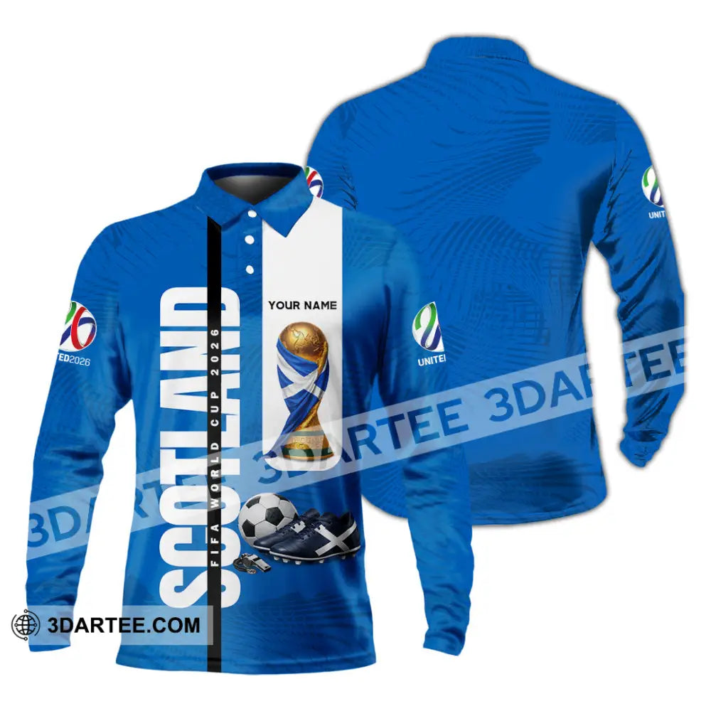 Unisex Shirt - Custom Scotland World Cup 2026 3D Shirt - Long Sleeve Polo / S - T-shirt