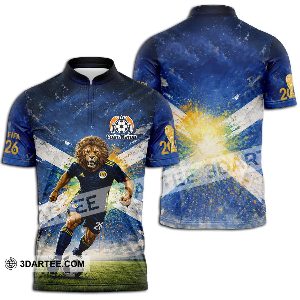 Unisex Shirt - Custom Scotland Fifa World Cup 2026 3D Shirt Zipper Polo Shirt / S T-shirt