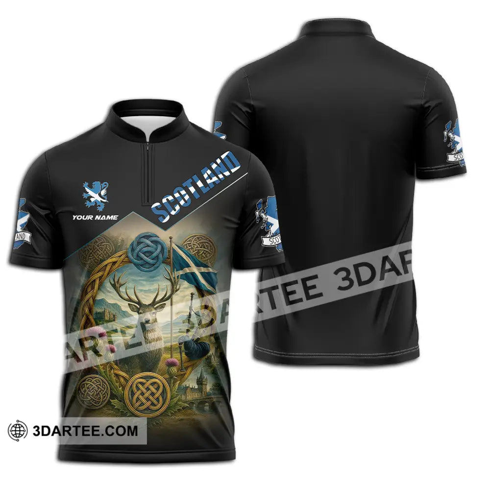Unisex Shirt - Custom Scotland 3D Shirt Zipper Polo Shirt / S T-shirt