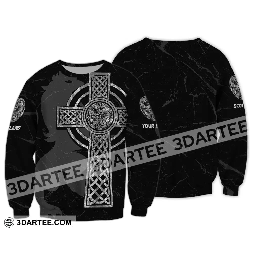 Unisex Shirt Custom Scotland Cross T-Shirt Clothing Long Sleeve / S