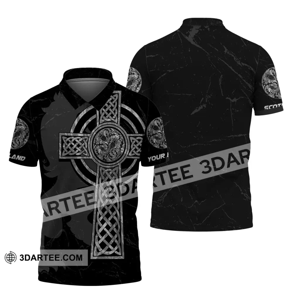 Unisex Shirt Custom Scotland Cross T-Shirt Clothing Polo / S