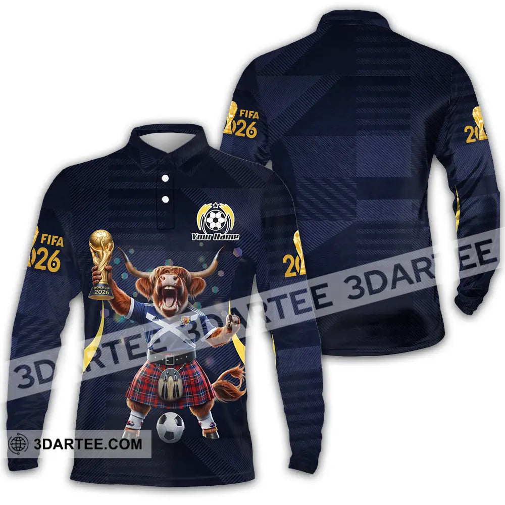 Unisex Shirt - Custom Scotland Fifa World Cup 2026 3D Shirt Long Sleeve Polo / S T-shirt