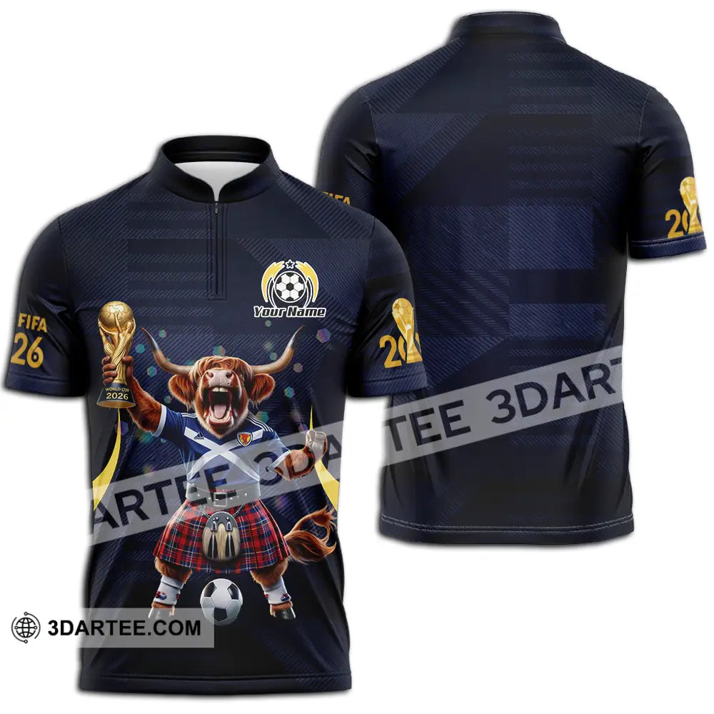 Unisex Shirt - Custom Scotland Fifa World Cup 2026 3D Shirt Zipper Polo Shirt / S T-shirt
