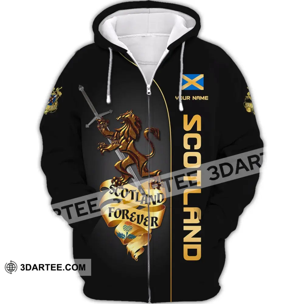 Unisex Shirt Custom Scotland Forever T-Shirt Clothing Zipper Hoodie / S