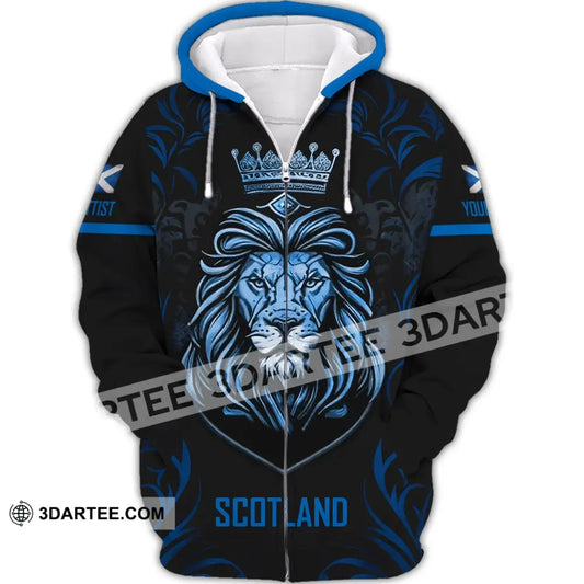 Unisex Shirt Custom Scotland Lion King T-Shirt Clothing Zipper Hoodie / S