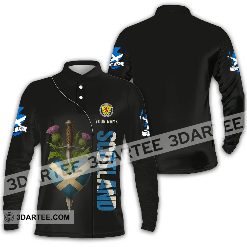 Unisex Shirt - Custom Scotland Shirt Long Sleeve Polo / S T-shirt