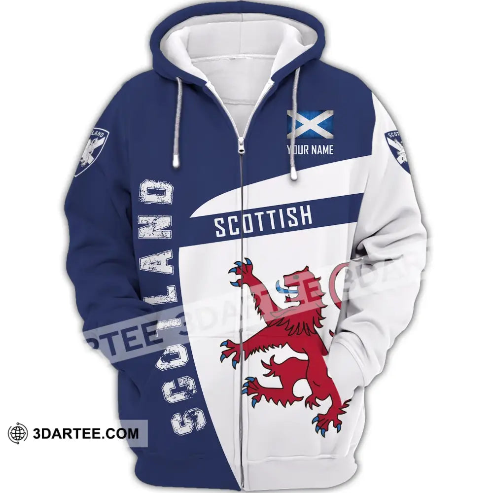 Unisex Shirt Custom Scotland Scottish T-Shirt Clothing Zipper Hoodie / S