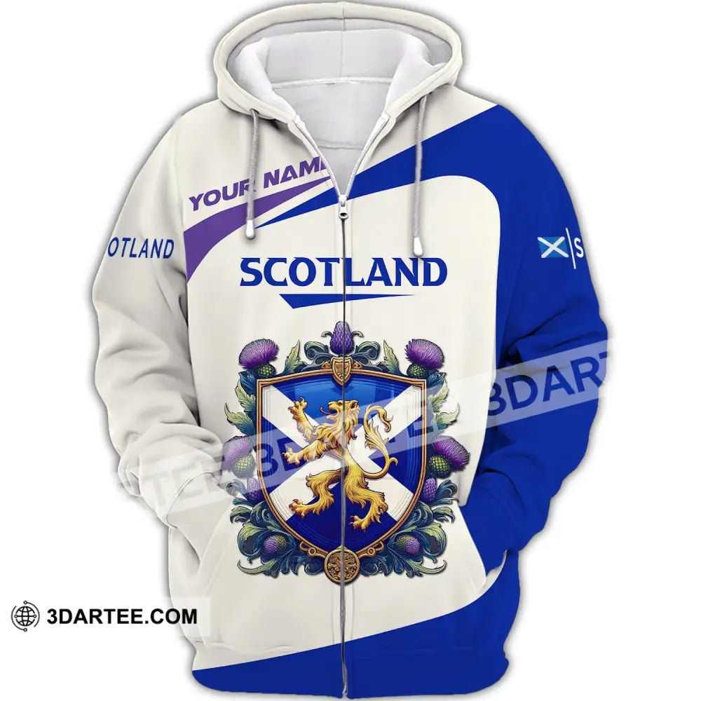 Unisex Shirt Custom Scotland Scottish T-Shirt Lover Zipper Hoodie / S