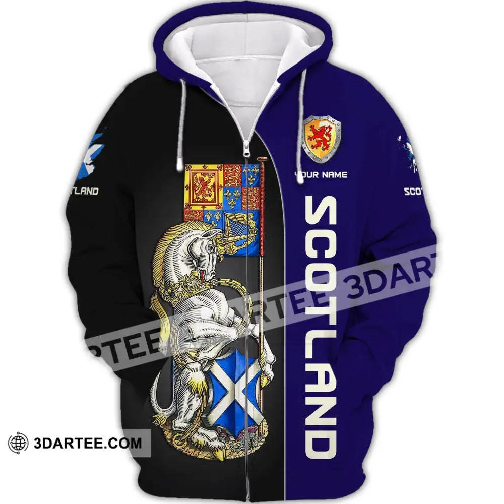 Unisex Shirt Custom Scotland Wild T-Shirt Clothing Zipper Hoodie / S