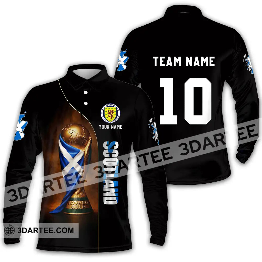 Unisex Shirt - Custom Scotland World Cup 3D Shirt Long Sleeve Polo / S T-shirt