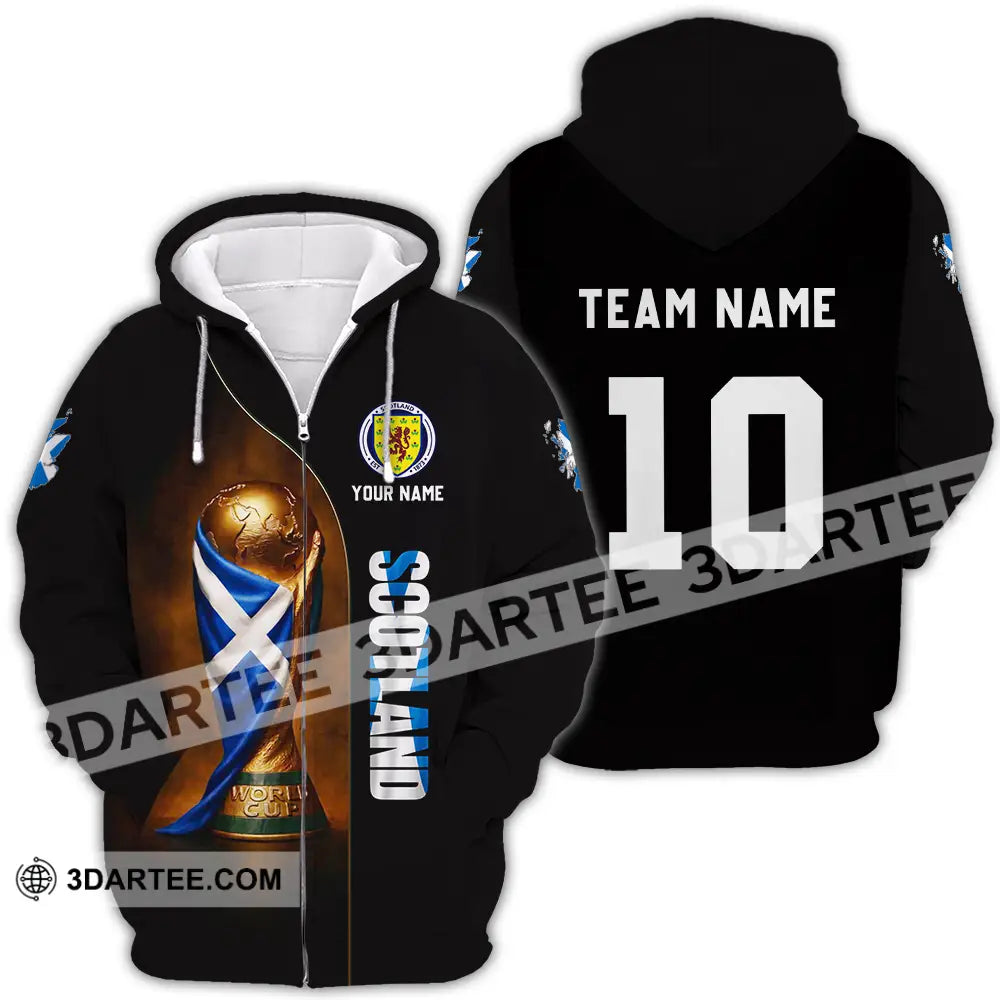 Unisex Shirt - Custom Scotland World Cup 3D Shirt Zipper Hoodie / S T-shirt