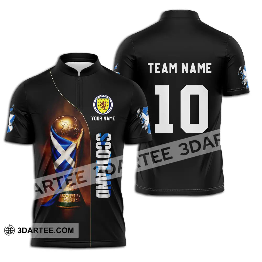 Unisex Shirt - Custom Scotland World Cup 3D Shirt Zipper Polo Shirt / S T-shirt