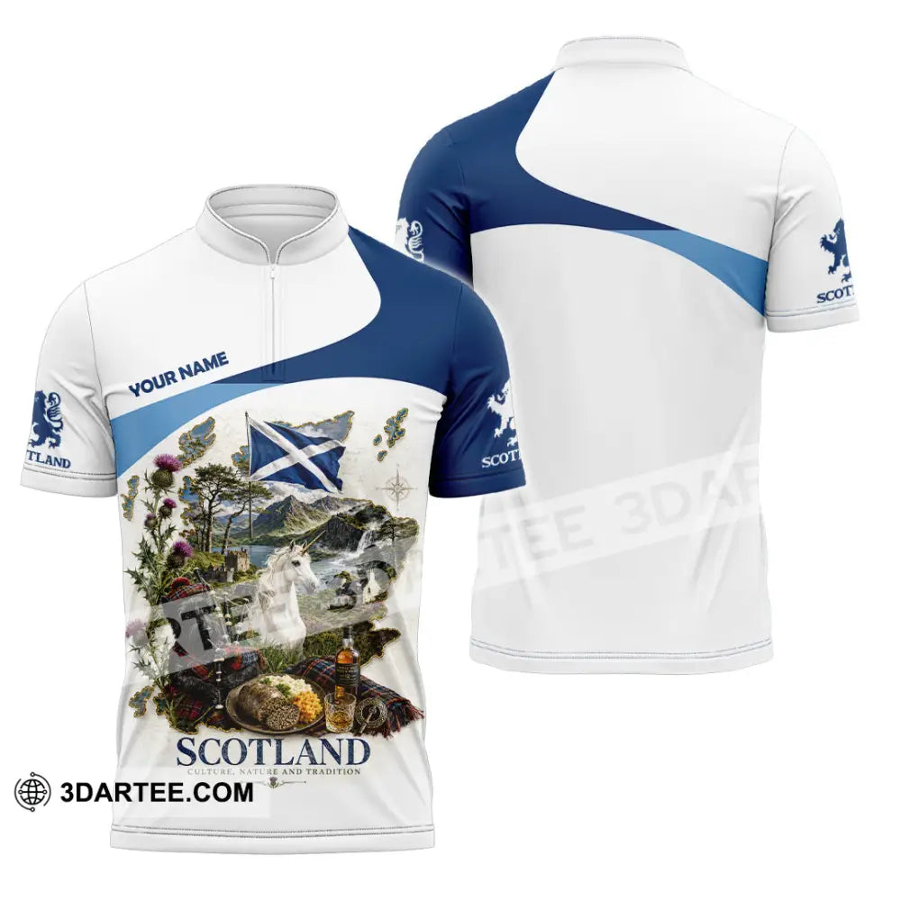 Unisex Shirt - Custom Scotland Shirt - Zipper Polo Shirt / S - T-shirt