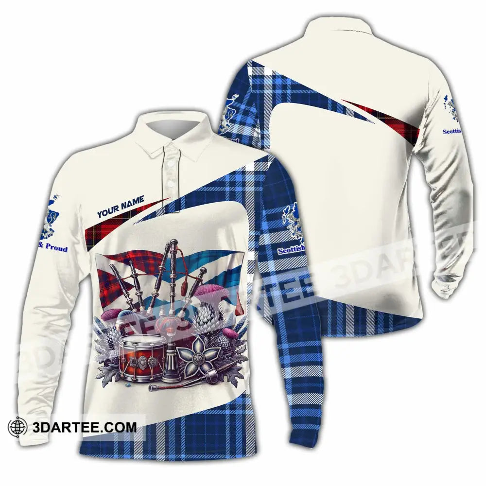 Unisex Shirt - Custom Scottish & Proud Shirt Long Sleeve Polo / S T-shirt