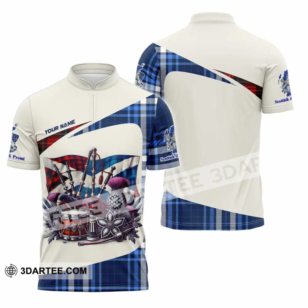 Unisex Shirt - Custom Scottish & Proud Shirt Zipper Polo Shirt / S T-shirt