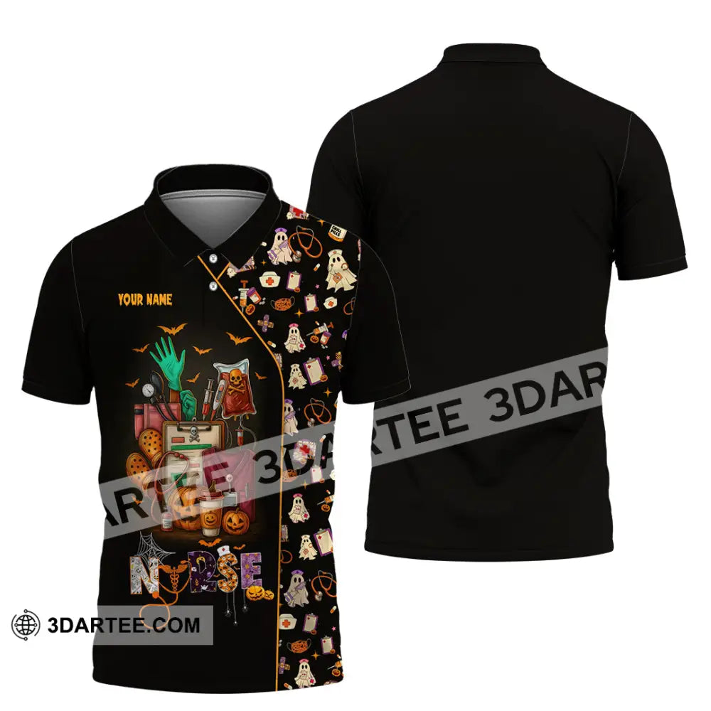 Unisex Shirt - Custom Scrubstar Fright Friends Nurse Halloween Shirt Polo Shirt / S T-shirt