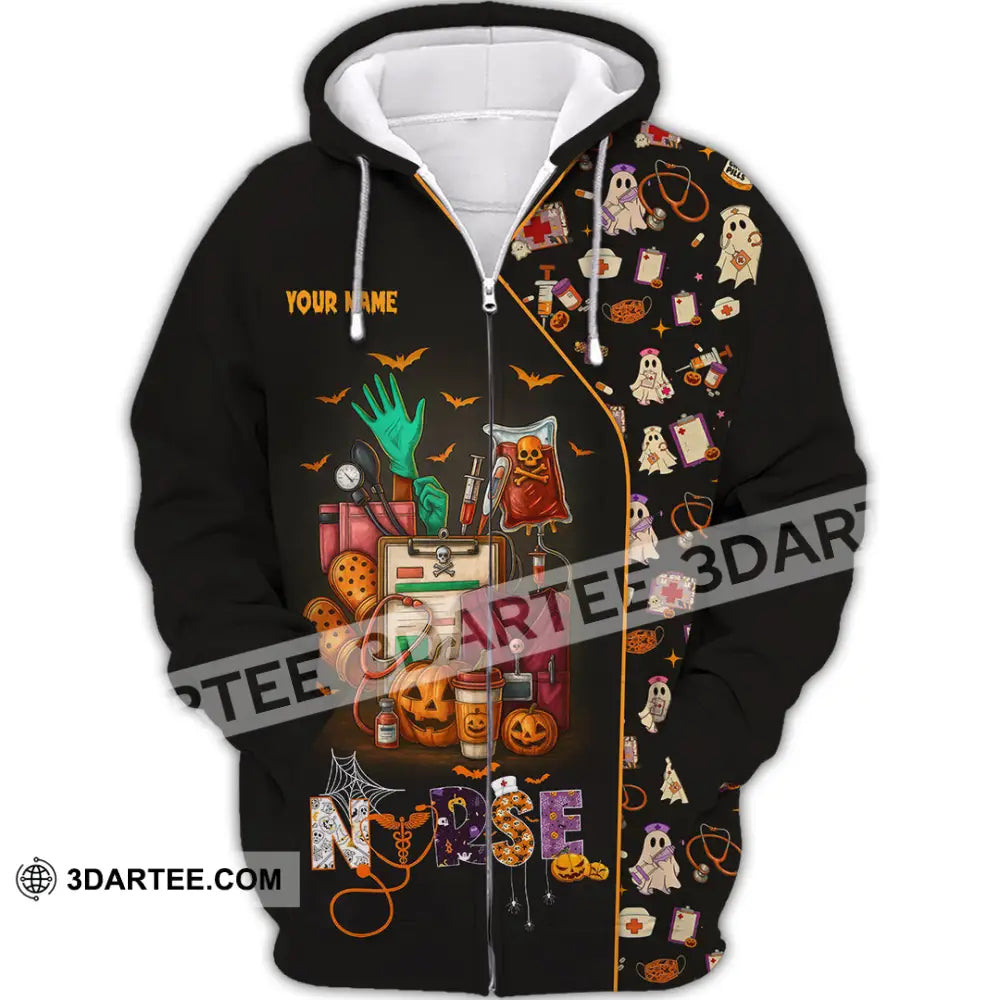 Unisex Shirt - Custom Scrubstar Fright Friends Nurse Halloween Shirt Zipper Hoodie / S T-shirt