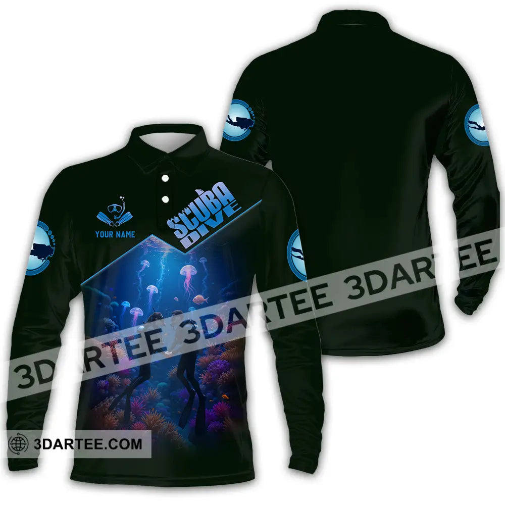 Unisex Shirt - Custom Scuba Diving 3D Shirt Long Sleeve Polo / S T-shirt