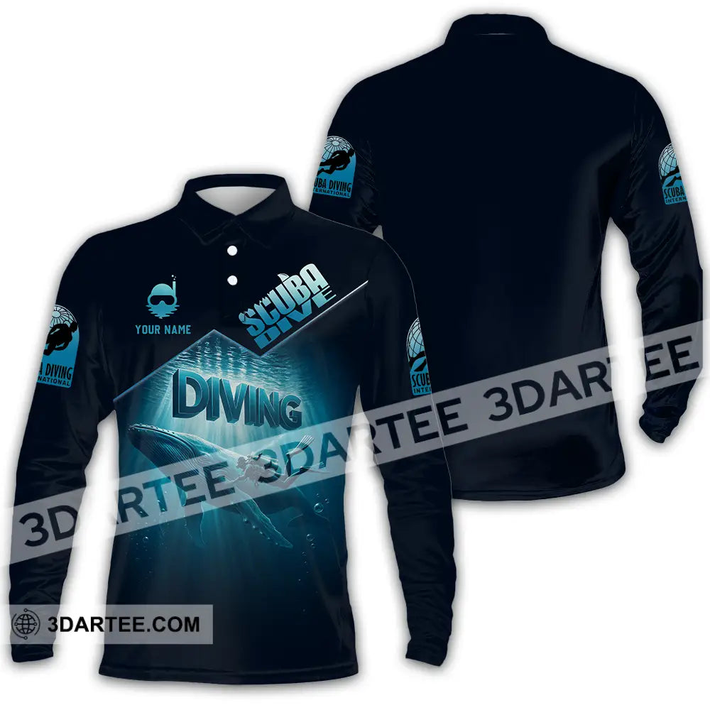 Unisex Shirt - Custom Scuba Diving 3D Shirt Long Sleeve Polo / S T-shirt