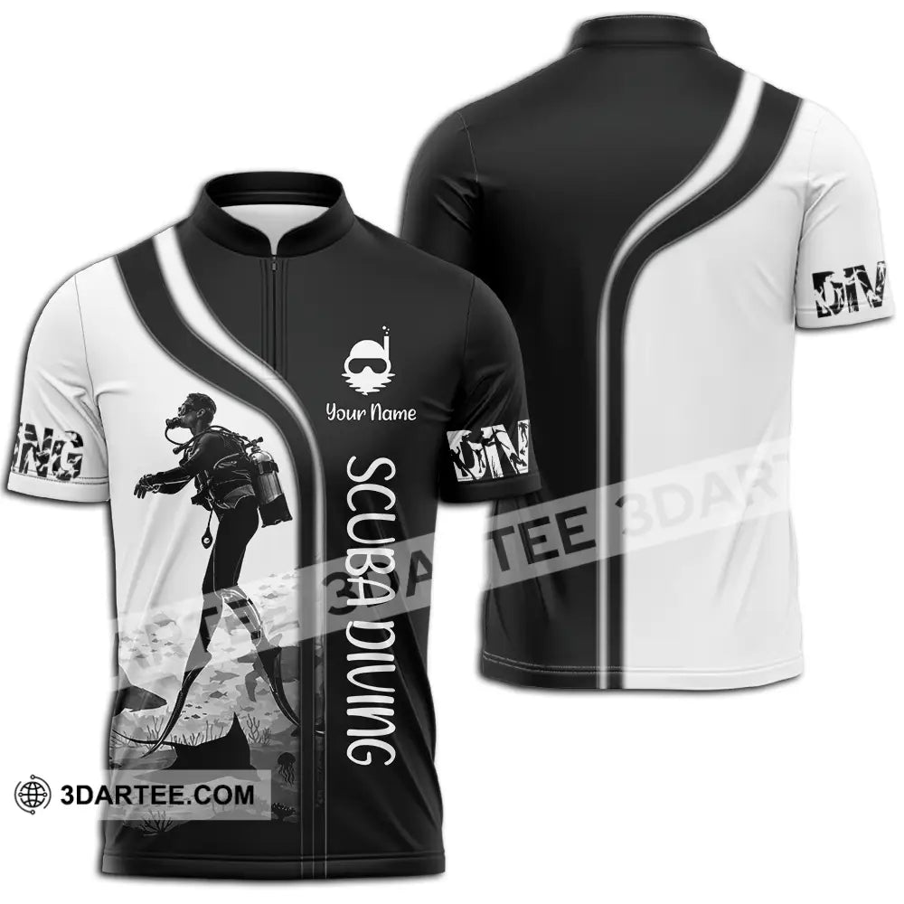 Unisex Shirt - Custom Scuba Diving 3D Shirt Zipper Polo Shirt / S T-shirt