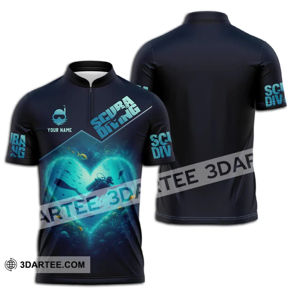 Unisex Shirt - Custom Scuba Diving 3D Shirt Zipper Polo Shirt / S T-shirt